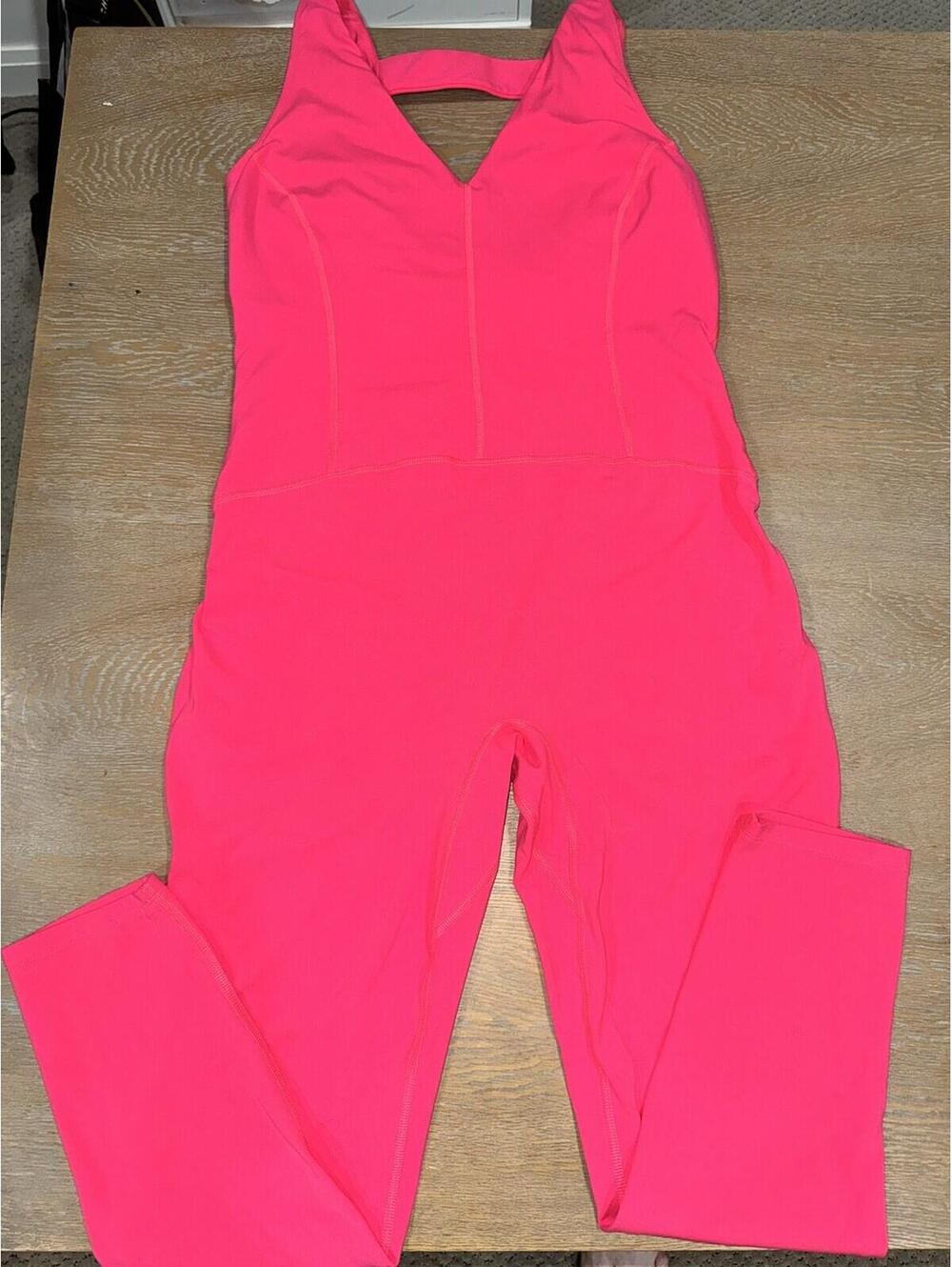 FP Movement Never Better Strappy Back Jumpsuit SIZE LARGE PINK
